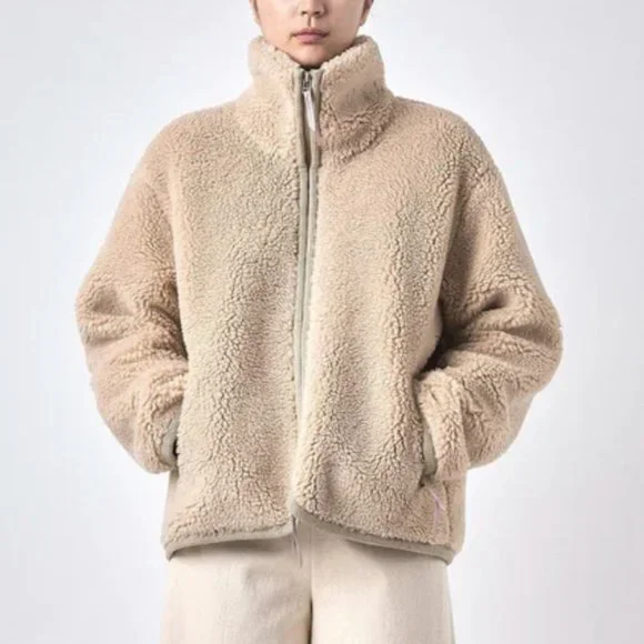 ジャケット・アウター echeveria alpaca wool trip jkt beige 2 7115 By Szeki | Jackets & Coats | Zip Up Turtleneck Curly Jacket
